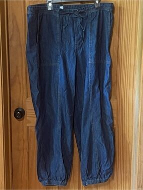 Dark Blue Denim Jogger Pants with Drawstring Waist XL Tall